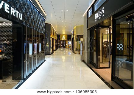 HONG KONG - OCTOBER 25, 2015: interior of the Landmark shopping mall. The Landmark, also known as 