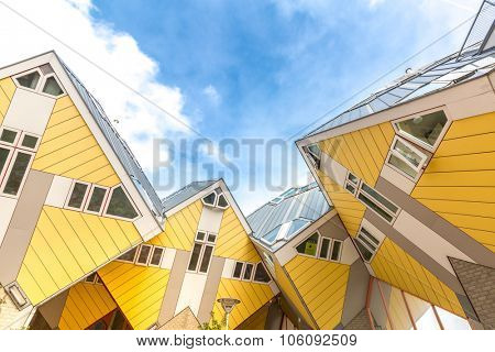 ROTTERDAM; Netherlands - APR 7: Cube houses designed by Piet Blom on April 7; 2015 in Rotterdam; Netherlands. They represents a village where each house is a tree. All the houses together a forest.
