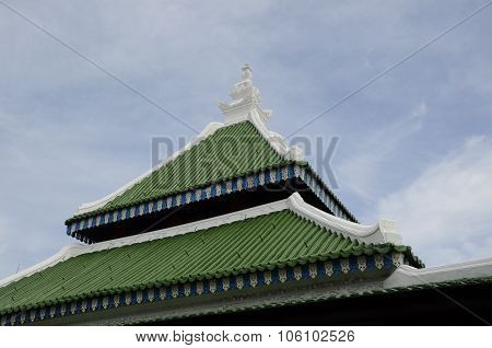 Traditional roof of Kampung Kling Mosque at Malacca, Malaysia