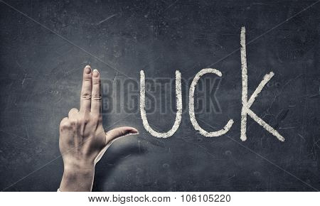 Luck word and fingers instead of letter L