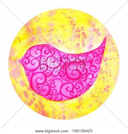 Watercolor Pink Bird