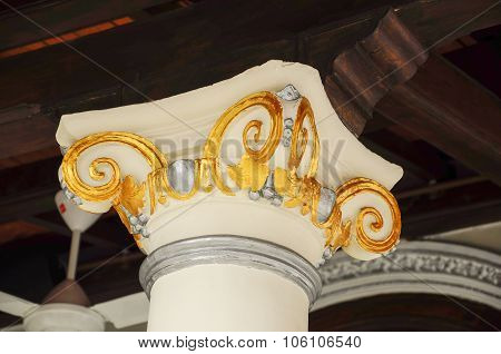 Column decorative detail at Kampung Kling Mosque at Malacca, Malaysia