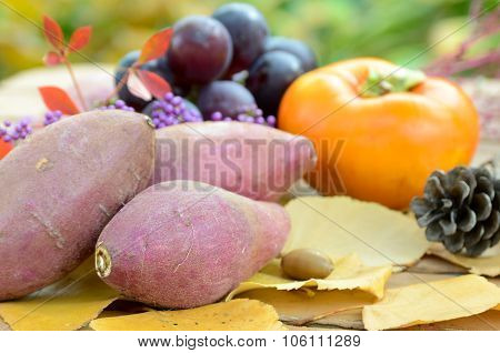 sweet potato and autumn fruits