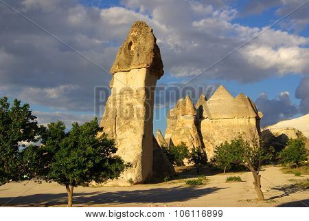 Cappadocia In Central Anatolia In Turkey In Summer Day