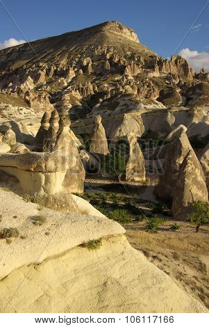 Cappadocia In Central Anatolia In Turkey In Summer Day