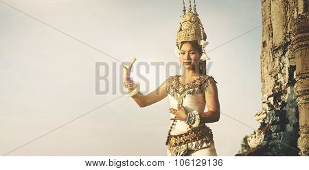 Aspara Dancer Angkor Wat Traditional Woman Concept