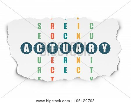 Insurance concept: Actuary in Crossword Puzzle