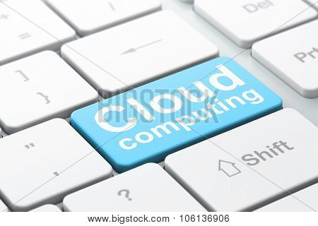 Cloud computing concept: Cloud Computing on computer keyboard background