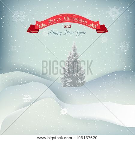 Vector background with snow covered hills