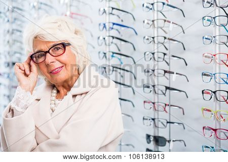 Senior Woman In Stylish Eyeglasses