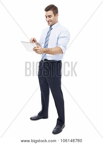 Caucasian Businessman Using Tablet Computer