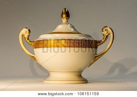 Enlighted Isolated White-gold and white urn