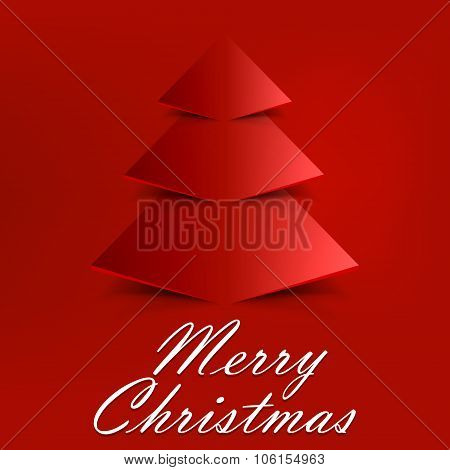 Abstract Red Christmas Tree On Red Background