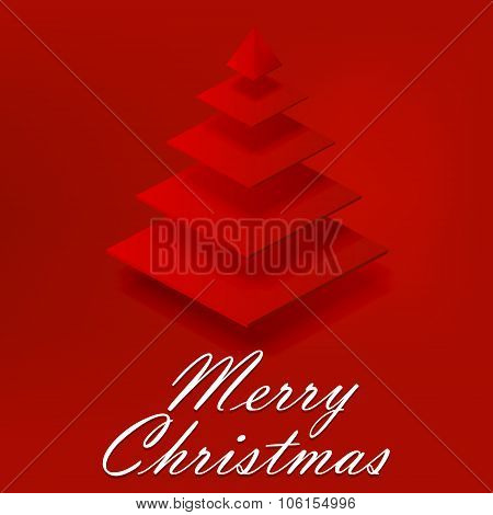 Abstract Red Christmas Tree On Red Background