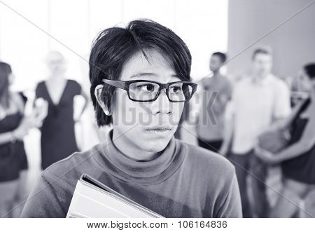 Woman College Student Facial Expression Depressed Concept
