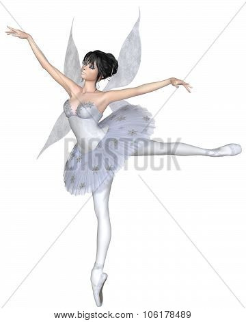 Snowflake Fairy Ballerina in Arabesque Pose