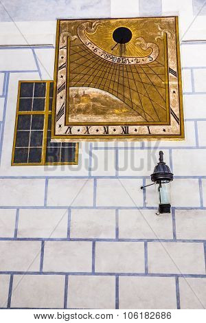 Historical Sun Clock-cesky Krumlov,czech Republic
