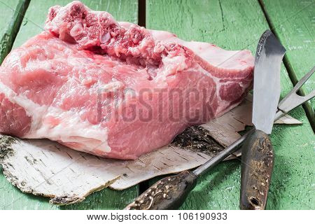 Piece Pork On Ribs For Roasting