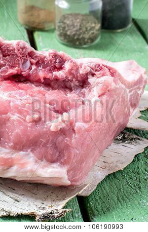 Piece Pork On Ribs For Roasting