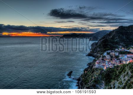Riomaggiore At Sunset