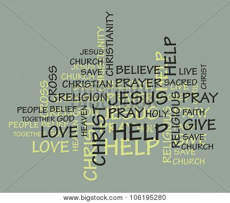 Christian Religion Word Puzzle Concept Background Illustration
