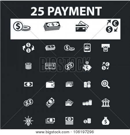 payment, money, cash, card icons, signs concept vector set for website, mobile, infographics