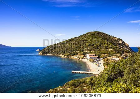 Elba Island Sea, Portoferraio Enfola Headland Beach And Coast. Tuscany, Italy.