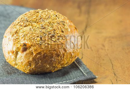 The Fresh Bread  On The Wood Background, Warm Toning, Selective Focus