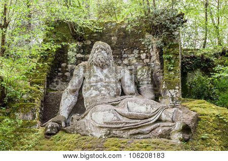 Neptune Statue In Bomarzo Gardens - Lazio - Italy Travel