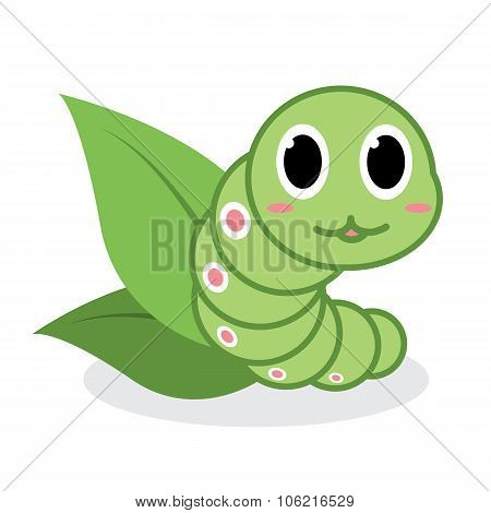 Cute Green Worm Cartoon