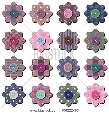 scrapbook flowers on white backgroound vector illustration