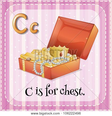 Flashcard letter C is for chest illustration