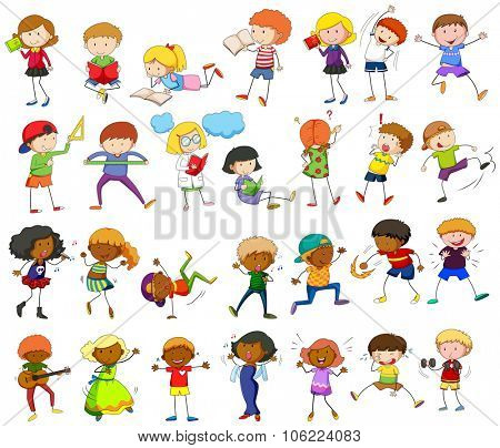 Children doing different activities illustration