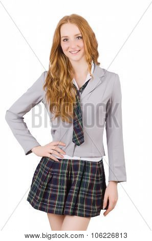 Young redhead student female isolated on white