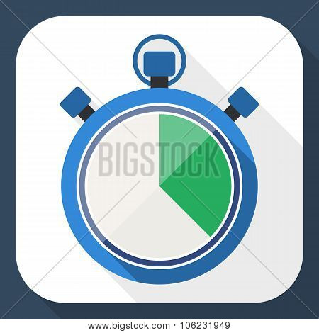 Stopwatch Flat Icon With Long Shadow