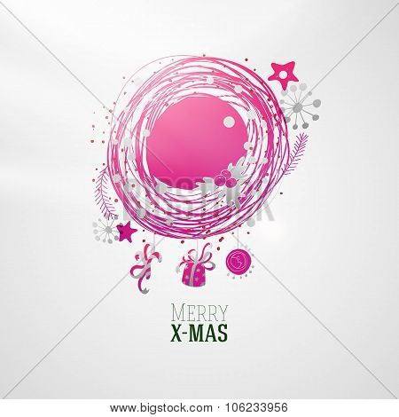 Modern bright color Xmas wreath illustration