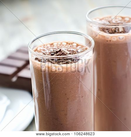 Chocolate Smoothie In Glasses Square Image