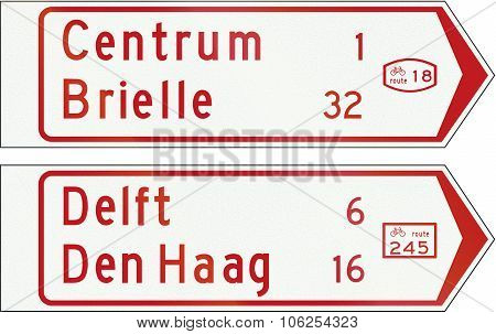 Netherlands Road Sign K7 - Signposts For Cyclists And Moped Riders