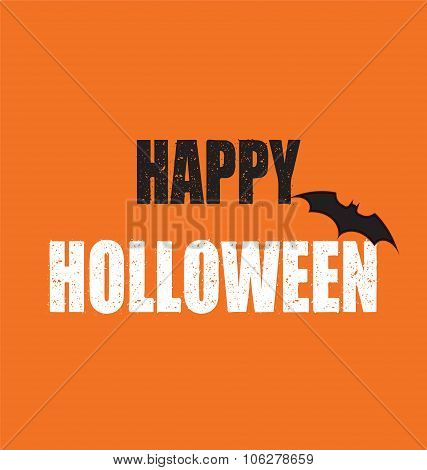 Grunge Happy Halloween Text With Pumpkin Color Background
