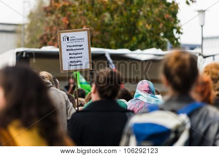 Heidelberg, Germany - October 24, 2015 - Counterdemonstration Ag