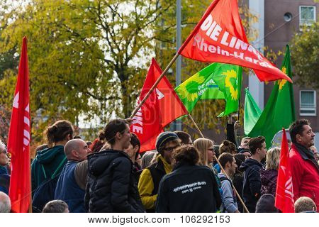 Heidelberg, Germany - October 24, 2015 - Counterdemonstration Ag