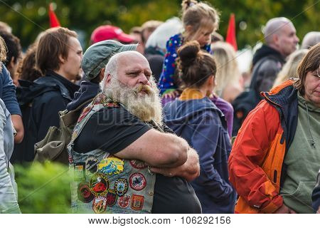 Heidelberg, Germany - October 24, 2015 - Counterdemonstration Ag
