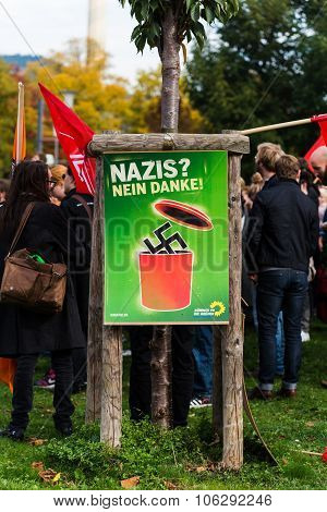Heidelberg Germany - October 24 2015 - Counterdemonstration against radicals of the right wing