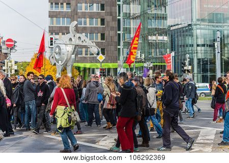 Heidelberg, Germany - October 24, 2015 - Counterdemonstration Ag