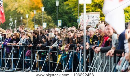 Heidelberg, Germany - October 24, 2015 - Counterdemonstration Ag