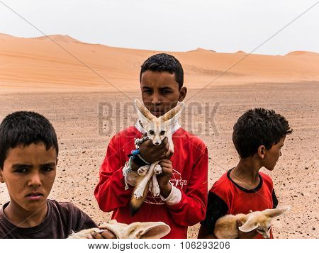 Merzouga Morocco - Circa September 2015 - Young Children With De