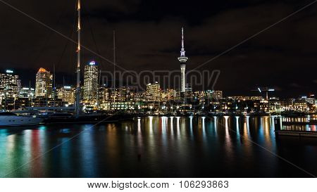 Auckland, New Zealand - Circa May 2014 - Auckland Skyline At Nig