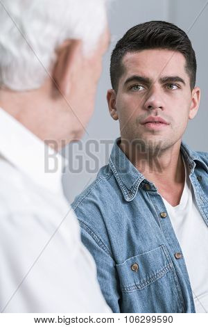 Man In Denim Shirt