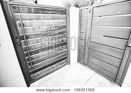 Wooden and metal doors on the streen