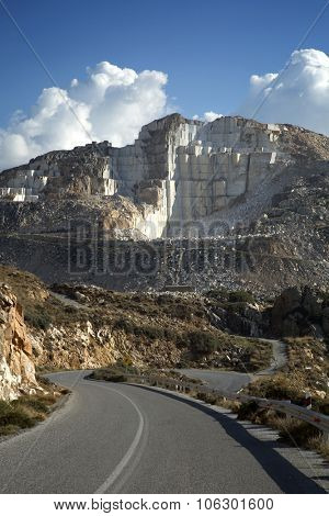 Marble mountain in Kourounochori in Naxos, Greece
